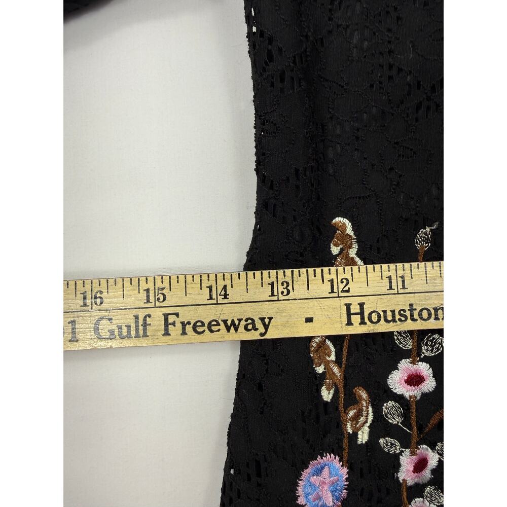 Desigual Vermond dress black lace floral embroidery bell sleeves Sz 36 - Picture 10 of 12